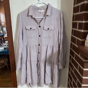 Umgee Size Medium Button-Down Shirt Dress